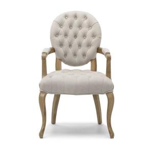 Round back button tufted event chair new design button seat with linen fabric wedding rental chairs with armrest