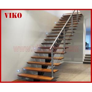 Steel Cable Stair VK72SC Handrail 304 Stainless Steel  Aluminum Baluster  Treed Beech Glass Carbon Steel Powder-coate