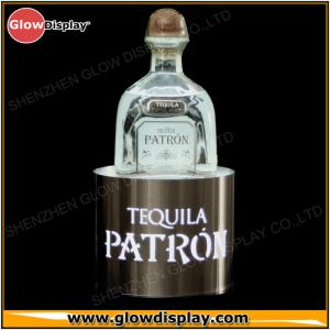 Customized Liquor Led Bottle Display , Acrylic Mirror And Cutting Wordings Liquor Bottle Shelves