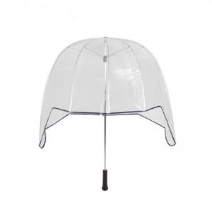 China 30 Inch Helmet Clear Dome See Through Umbrella Straight Wooden Handle supplier