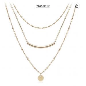 SS Steel 45cm Multi Layered Gold Cross Necklace For Women