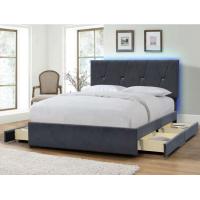 China Upholstery Wood Bed Manufacturers Four Drawer Storage King Size With LED Headboard on sale
