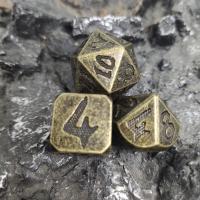 China Poker Table Metal Unique Polyhedral Dice Hand Crafted Nontoxic Polyhedral Aurichalceous on sale