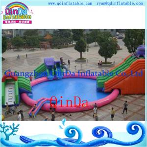 Giant Inflatable dragon water slides with big swimming water pool protable park
