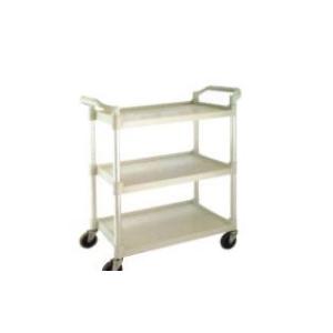 Plastic 3 Tier Food Trolley Hotel Cleaning Supplies Three Shelf Cart With Wheels