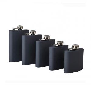 China Portable Stainless Steel Wine Cup 6oz 7oz 8oz Black Powder Coating Hip Flask supplier