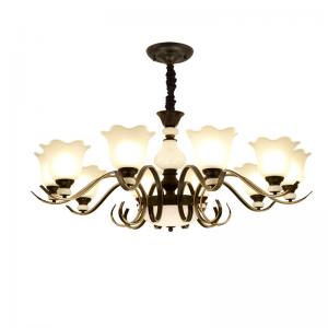 China Black wrought iron chandeliers sale with Glass Lampshade (WH-CI-101) supplier