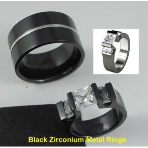 China Tagor Jewelry Made Customize Shiny Brushed Wedding Engagement Black Zirconium Rings supplier