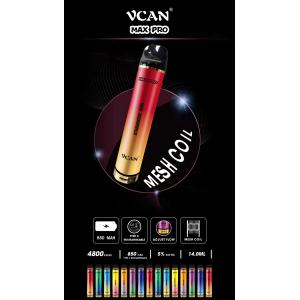 Vcan 4800 puff Malaysia crazy selling disposable vape device mesh coil 5% nicotine 16 ml oil typ c rechargeable