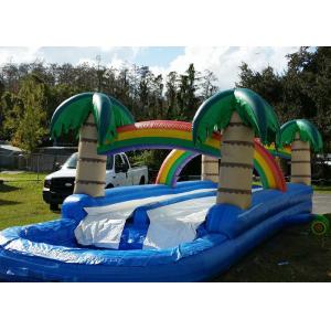 Tropical 34ft Long Inflatable Water Slides Rentals With Large Pool