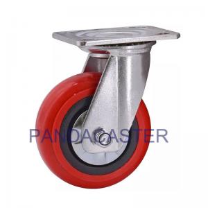 Korean Style Heavy Duty Casters Red Round Polyurethane Wheel 150mm Swivel Castor