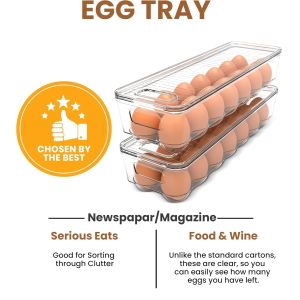 China Home Egg Container With Lid And Handle For Refrigerator Organization- Pack Of 2 - Clear Stackable Egg Holder For Kitchen Or Pantry Organizers And Storage wholesale