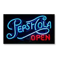 China Real Glass Neon Letter Light Sign Script Open Sign With Metal Frame on sale