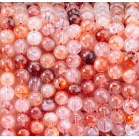 China Healing Energy Red Fire Quartz Round Semi Precious Gemstone Beads on sale