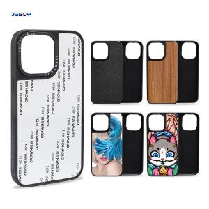 China Matt Groove TPU PC étui téléphonique en cuir incrusté en bois antichoc pour iPhone supplier