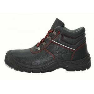 China Municipal Services Genuine Leather Work Shoes Black PU Injection Outsole supplier