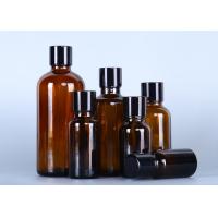 China Brown Small Glass Oil Bottles , Essential Oil Glass Bottles With Various Lid on sale