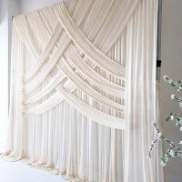 China Custom Luxury Wedding Backdrop Double Drape White Cloth Curtains Cross Valance  Wedding Backdrop on sale