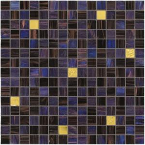 China Dark blue and purple with real gold waving tile 20mm glass mosaic mix patter supplier