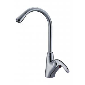 Polished Single Lever Mixer Taps , Brass Ceramic Kitchen Sink Water Faucet with One Hole