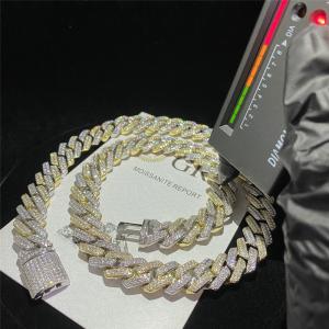 China Iced Out Miami Cuban Link Chain OEM 18k Gold Cuban Link Chain 925 Sterling Silver supplier