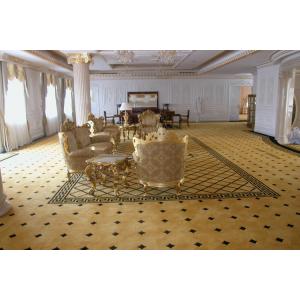 China Dustproof Yellow Luxury Handmade Wool Drawing Room Carpets With Loop Pile supplier