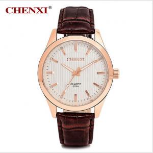 China Latest Unique Design Rose Gold Case Luxury Style Fashion Watches Man Unisex Leather Watch supplier