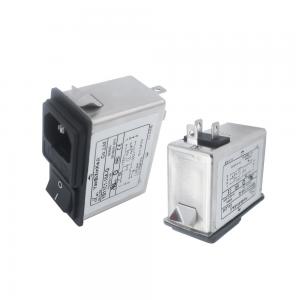 IEC 320 C14 AC Inlet Filter Male Plug In EMI Noise Filter With Switch Fuse