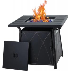 China 50,000 BTU Outdoor Propane Fire Pit Brazier Bench Gas Square With Blue Fire Glass supplier