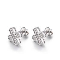 China 2.3g Sterling Silver Handmade Earrings Girls 12mm Cubic Zirconia Stud Earrings on sale