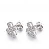 2.7g Small Cubic Zirconia Stud Earrings Windmill Clover 2mm Sterling Silver