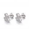 China 2.7g Small Cubic Zirconia Stud Earrings Windmill Clover 2mm Sterling Silver Earrings wholesale