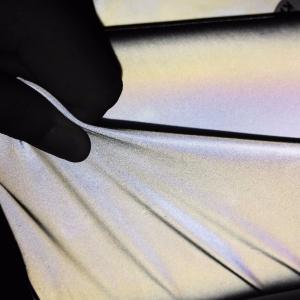 Tela reflexiva retro limpa macia reciclada poliéster 100% de Grey Reflective Fabric para a roupa