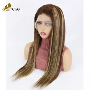 China Kinky Straight Customized Human Hair Wigs Brown Breathable supplier