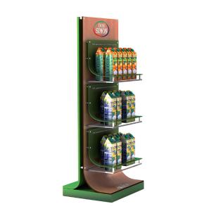 China Box Beverages Floor Standing Display Stands Wood Display Stand With Shelves supplier