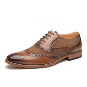 China Black / Brown Pointed Toe Men Brogue Shoes Oxford Lace Up Wedding Shoes supplier