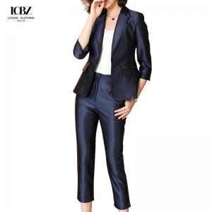 China Women's Formal Pink Suit Sets Jacket And Pants 2 Piece Fashion Office Wear Uniform supplier