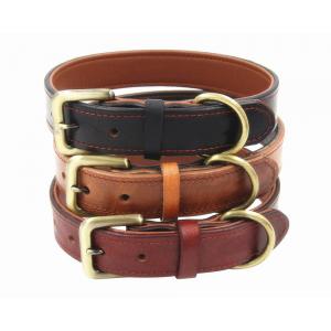 China Soft Padded Leather Cat Collars Strong Adjustable For Training Running Walking supplier
