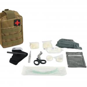 China Small Travel First Aid Kit Tourniquet Israeli Bandage Chest Seal Airway Blanket Trauma Pouch supplier