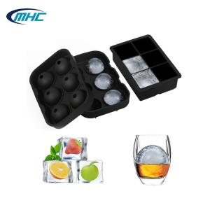China 6 Cavities Silicone Ice Mold Stocked Ball Shaped Ice Cube Tray Customized supplier