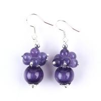 China 8MM Purple Cat Eye Handmade DIY Bead Dangle Flower Earring Unique Design Earring For Daily Wear on sale