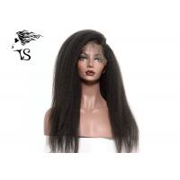 China Afro Kinky Straight Virgin Human Hair Lace Front Wigs Black Color Shedding Free on sale