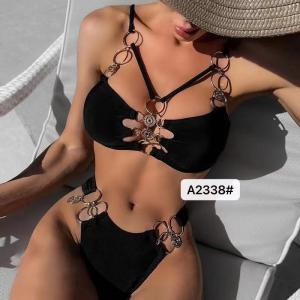 China Swimming Suits Bikini Sexy Strength Abrasion Resistance High Elastic Backless  Miss Black Sexy Waterproof supplier