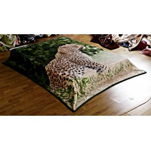 China Leopard Printed Micro Raschel Throw Blanket , Eco Friendly Lightweight Fleece Blanket wholesale