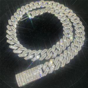 Bling Diamond Cuban Link Necklace Square 15mm Iced Out Cuban Chain Link Necklace