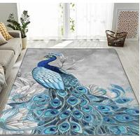 China Customized Peacock Area Rug Under Couch Polyester Carpet For Living Room on sale