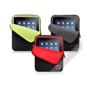 China Red / Green Soft PU and Neoprene Ipad Sleeves for iPad & 10.1” Tablets, Velvet Inner supplier