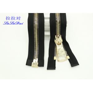 China Bright 22 Inch Dual Separating Parka Zipper , Light Gold Teeth Reversible Separating Zipper supplier