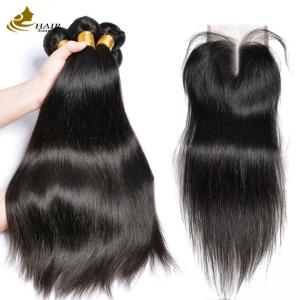 Unprocessed 3 Bundles Virgin Hair Human Bundles Natural Color With Closure