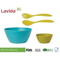 China Biodegradable Bamboo Salad Bowl Set Melamine Serving BPA / Heavy Metals Free on sale
